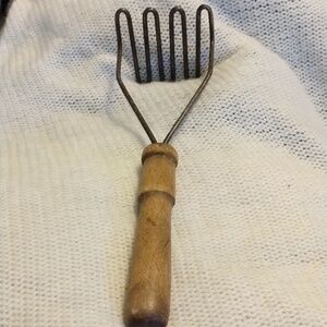 Heavy Wire Base Vintage Potato Masher Long Wood Handle